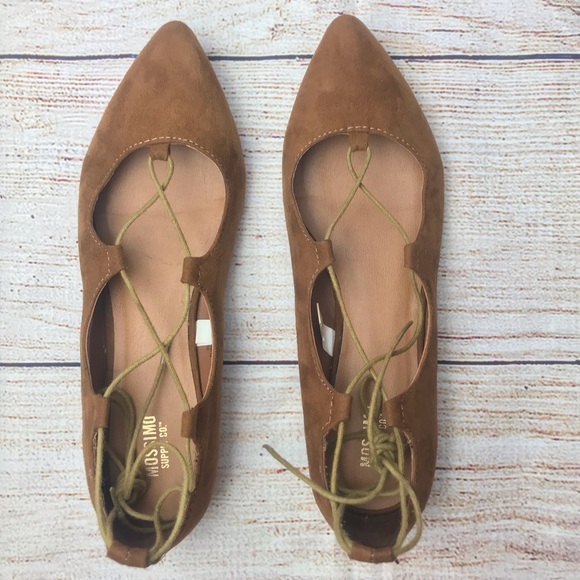Mossimo Supply Co. Shoes - Mossimo Supply Co. Beige Brown Suede Lace Up Flats